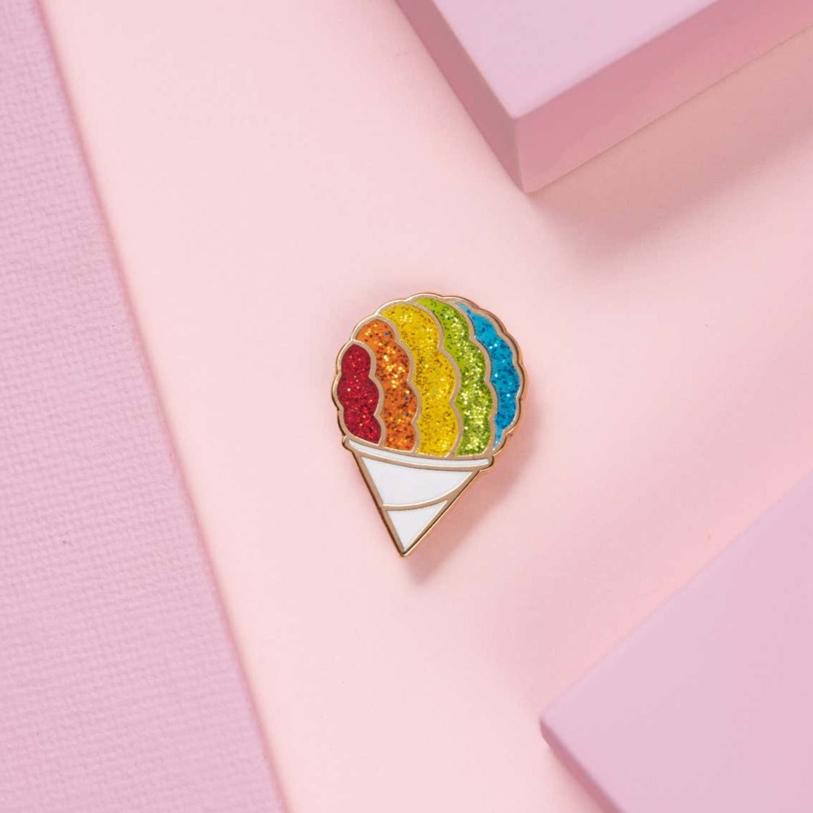 Snow Cone Rainbow Glitter Enamel Pin