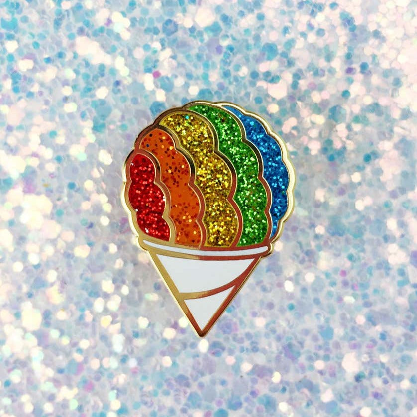 Snow Cone Rainbow Glitter Enamel Pin
