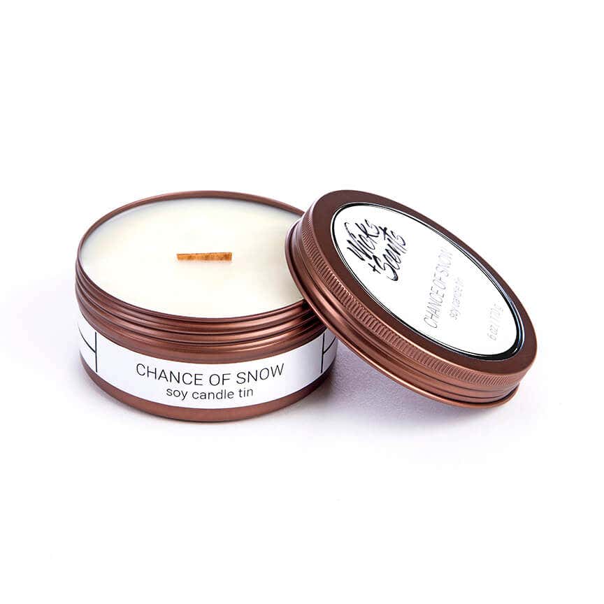 Chance of Snow Wooden Wick Candle - Travel Tin