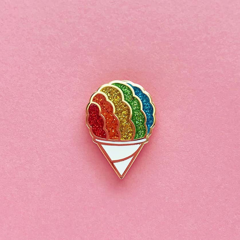 Snow Cone Rainbow Glitter Enamel Pin